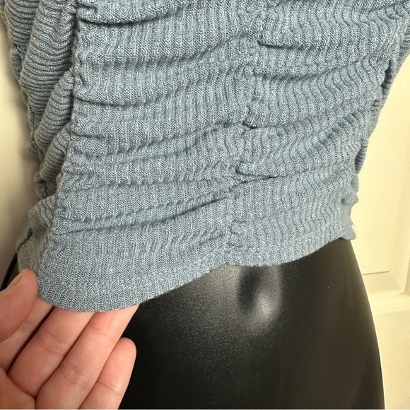 Altar'd State Light Blue Ruched Puff Sleeve Crop Top Small NWT $54.95 - Picture 5 of 11